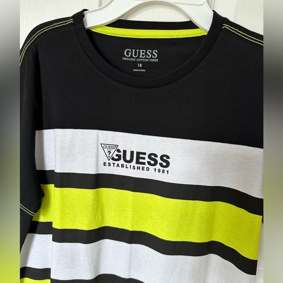 Guess Black and Neon Yellow Colorblock Tee - Picture 4 of 5